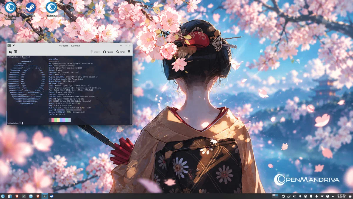 Desktop do OpenMandriva Cooker